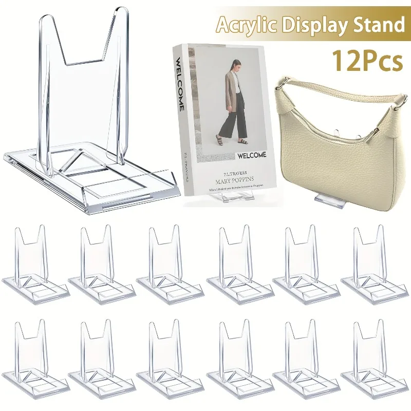 Clear Acrylic Book Stand Holder - 5/12 adet Şeffaf Akrilik Teşhir Standı