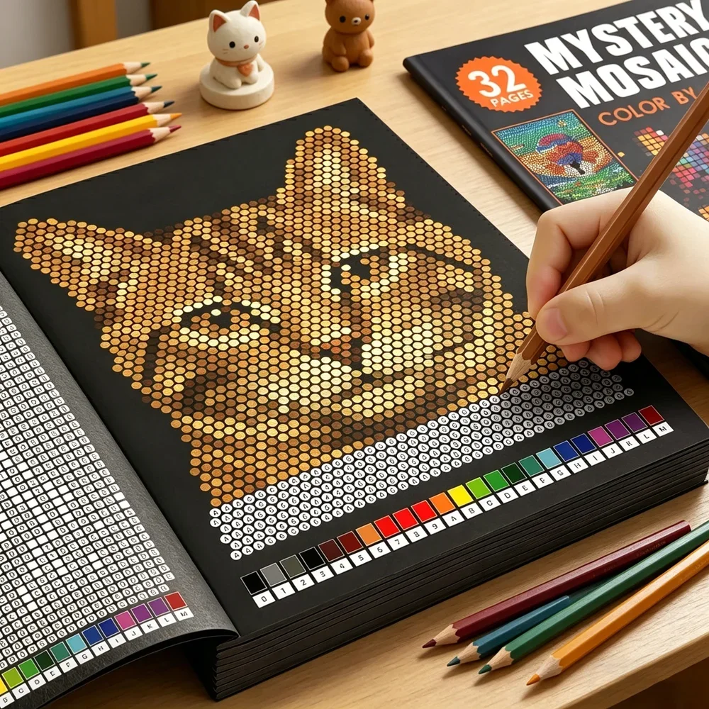 Adult Coloring Book Stress Relief - Gizemli Mozaikler Renkli Sayılarla Boyama Kitabı