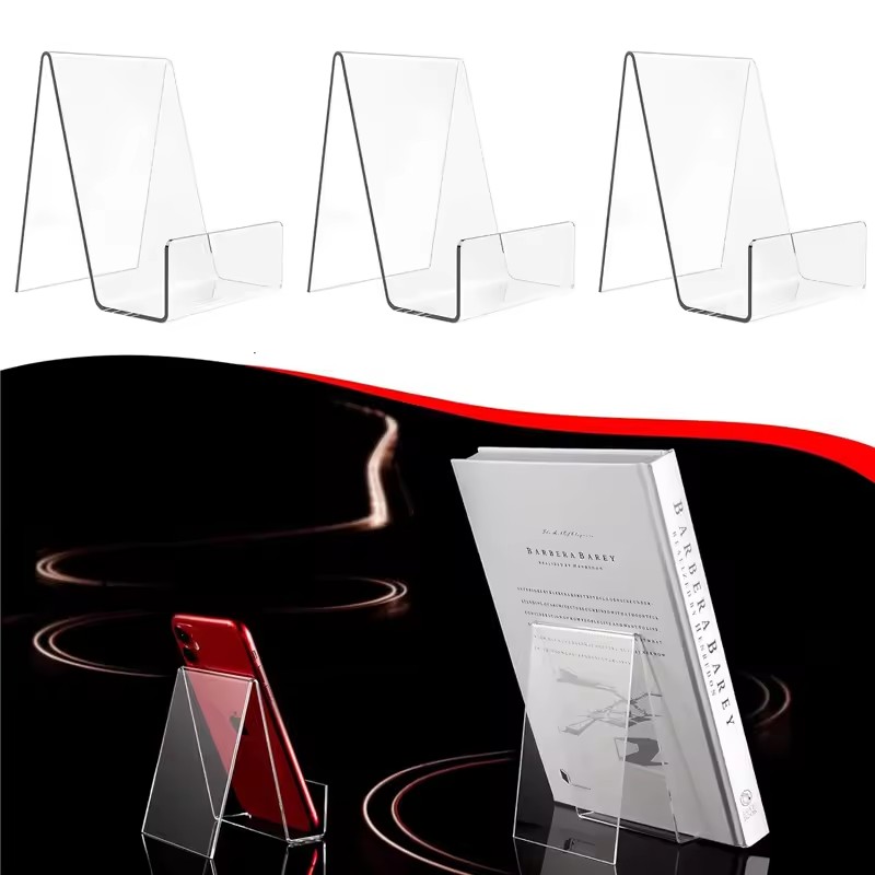 Clear Acrylic Book Stand Holder - 4 adet Şeffaf Ayarlanabilir Kitap Standı