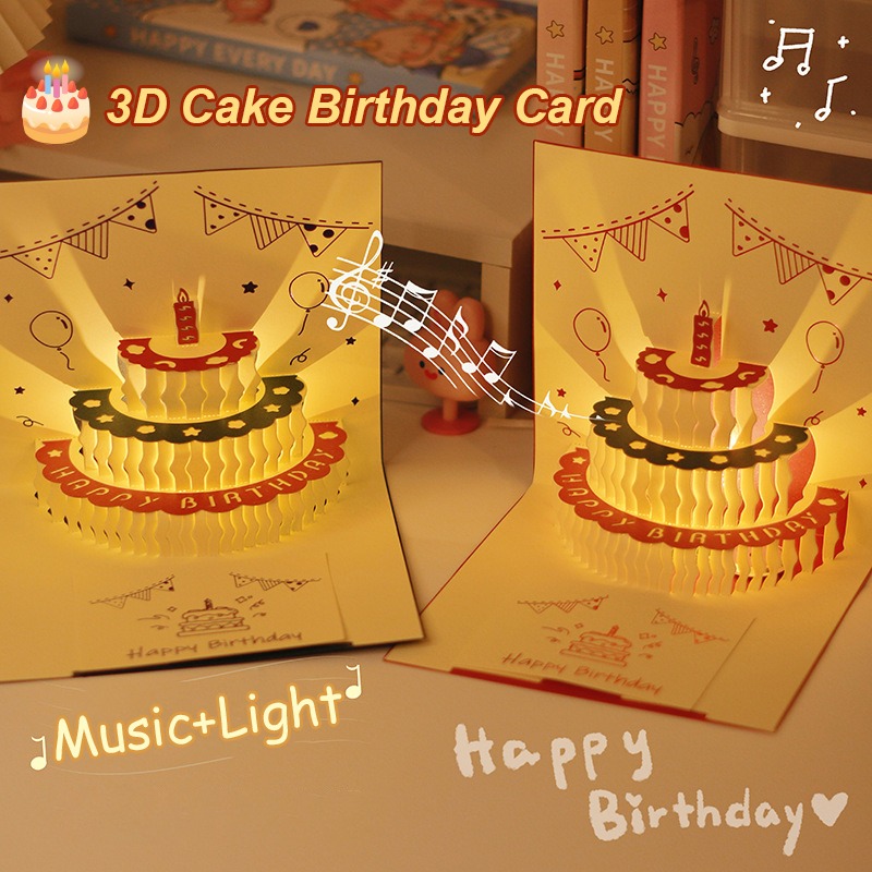 Blank Sheet Music Notebook - 3D Müzikli Işık Doğum Günü Kartı