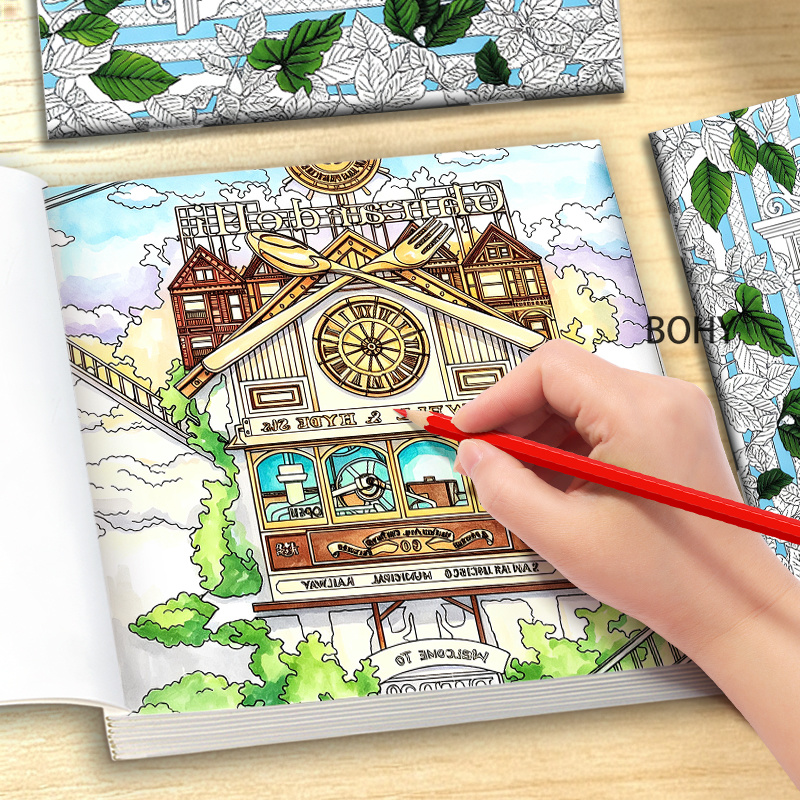 Adult Coloring Book Stress Relief - Zaman Yolculuğu Temalı Boyama Kitabı, 24