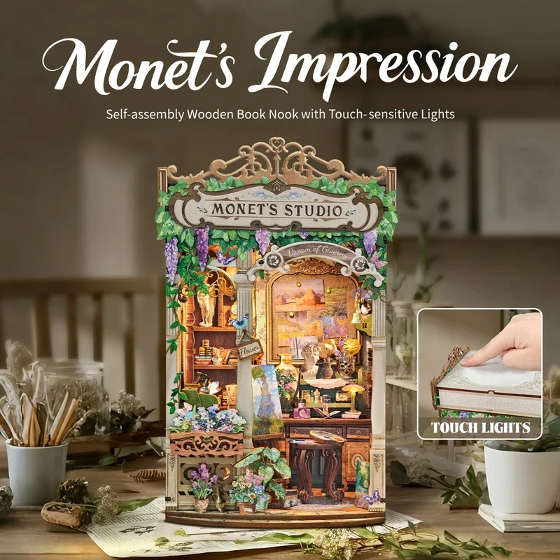 Ahşap Monet'in Stüdyosu Kitap  - Diy Wooden Book Nook Kit Shelf Insert incelemesi ve fiyatı