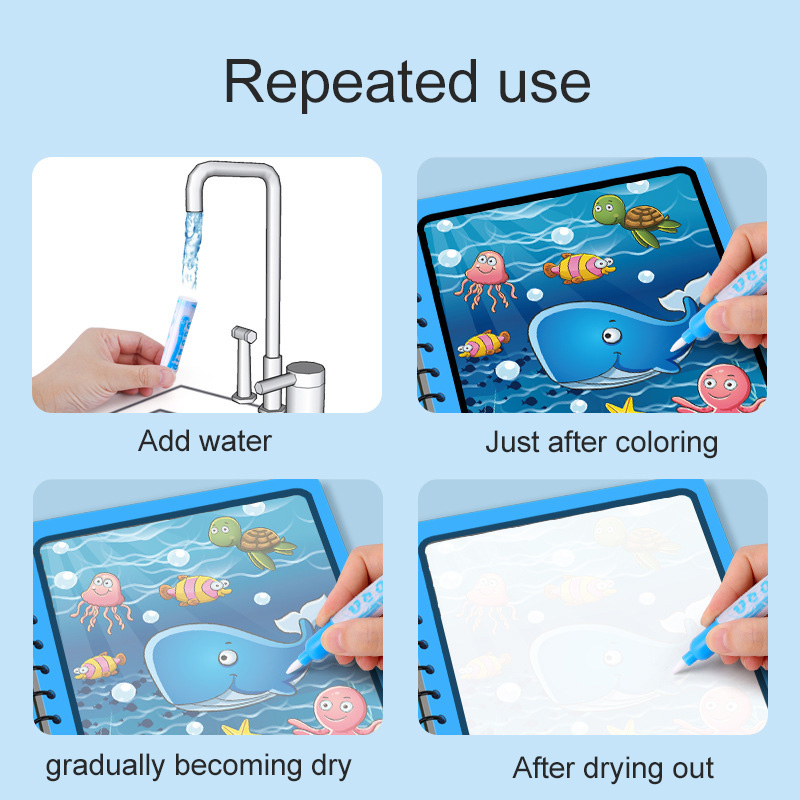 Sihirli Su Kitabı Kalemli Part - Reusable Water Magic Coloring Book incelemesi ve fiyatı